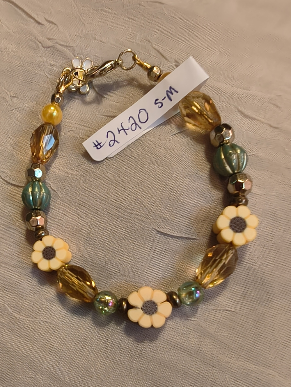 Handcrafted Yellow Floral Beaded Bracelet - Women Jewelry